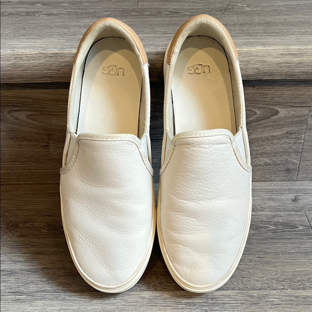 UGG Women's White Leather Slip-On Loafers